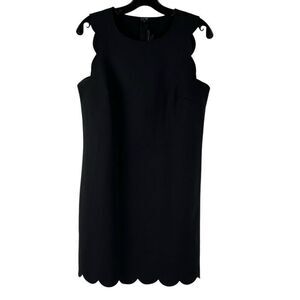 J. Crew Black Sleeveless Scallop Shift Dress 6